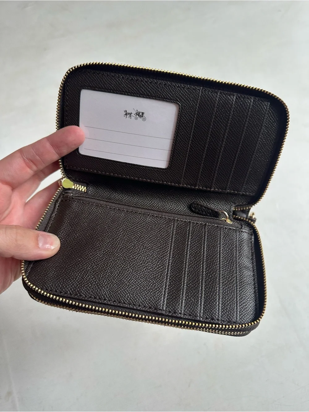 NWT Coach Brown Signature Canvas Wallet with Dark Brown Trim